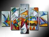 5 Piece Modern colorful abstract violin musical instruments wall art oil paintings