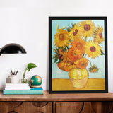 Beautiful bright yellow sunflower painting in vase Vincent van Gogh painting | 100% handmade | floral oil painting