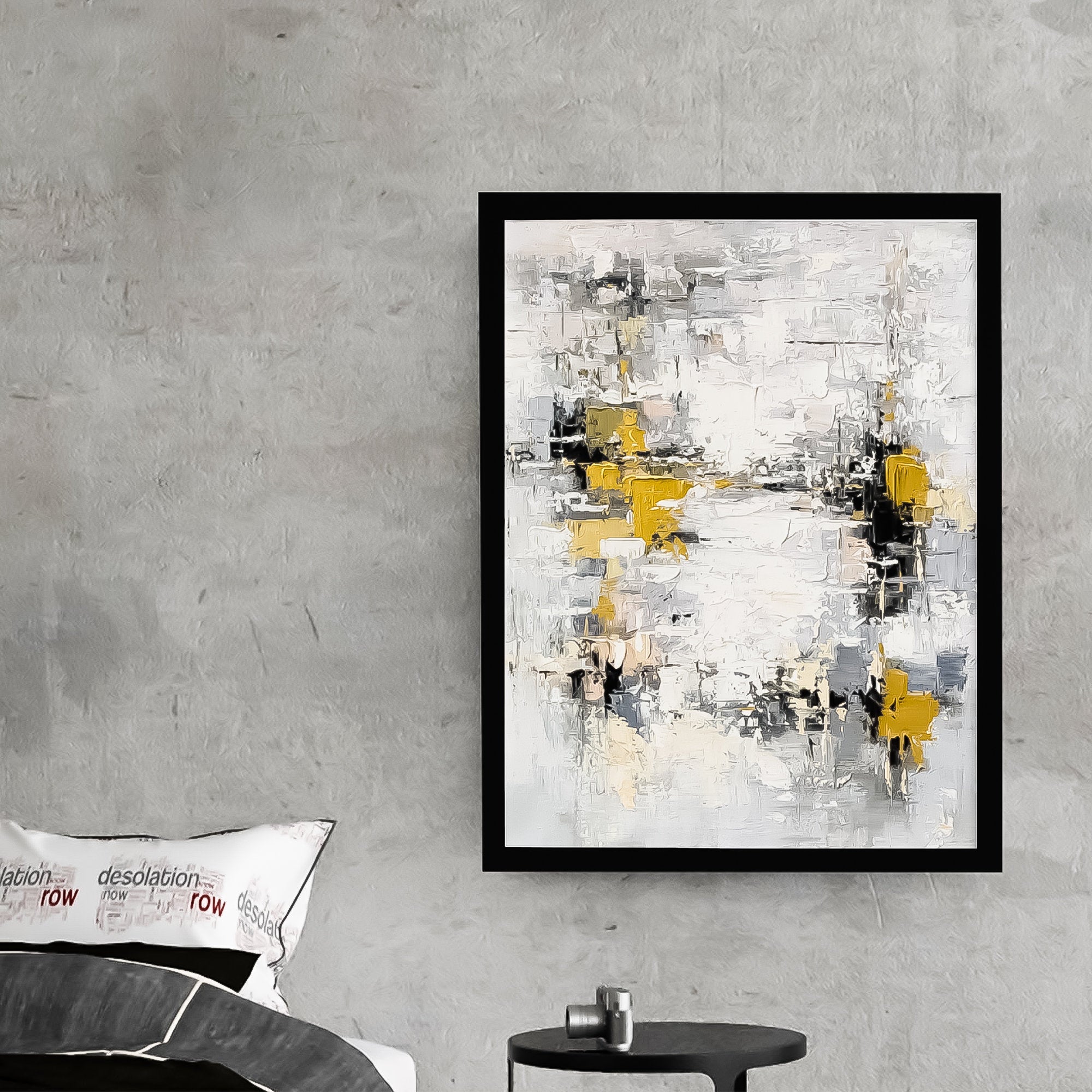 Black and Gold Abstract Wall Art Modern Living Room Decor Large Canvas Painting