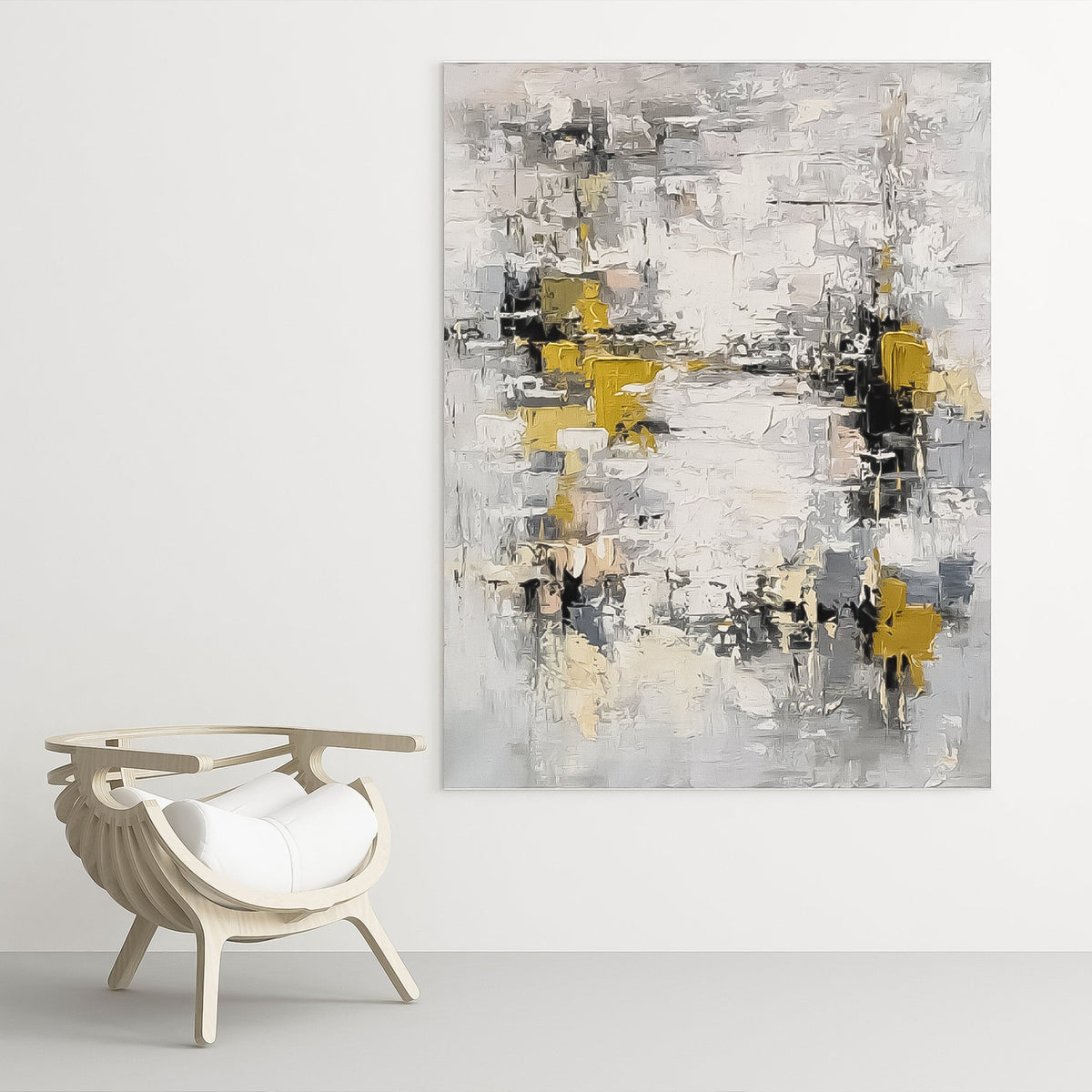 Black and Gold Abstract Wall Art Modern Living Room Decor Large Canvas Painting