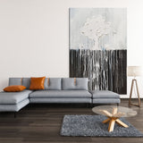 Black and White Tree Abstract art work thick textured painting