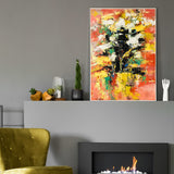 Colorful Black Yellow Brown Red wall art large abstract art | living room wall art canvas