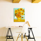 Beautiful bright yellow sunflower painting in vase Vincent van Gogh painting | 100% handmade | floral oil painting