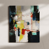 Brush Stroke Colorful Modern Framed Abstract Wall Art 100% Handmade Canvas Oil Painting Black White Red Blue