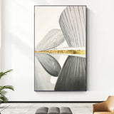 Geometric Wall Art, Scandinavian, Grey and gold foil Abstract Wall Art Oil Painting