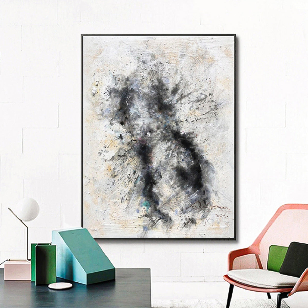 Black Brown White Black Mist Earth Tone Abstract Minimalist Art