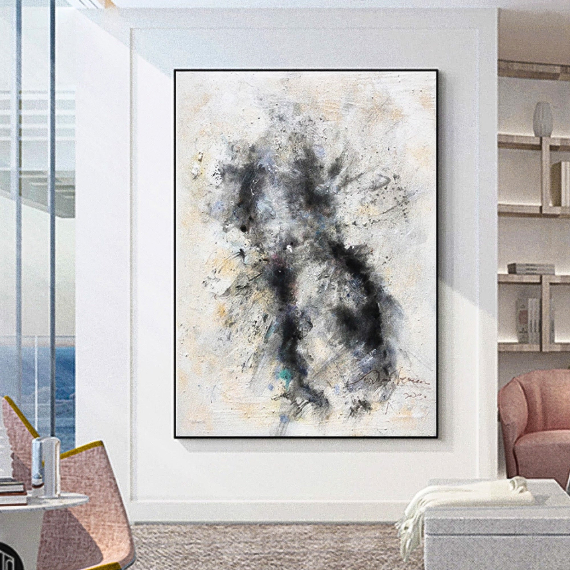 Black Brown White Black Mist Earth Tone Abstract Minimalist Art