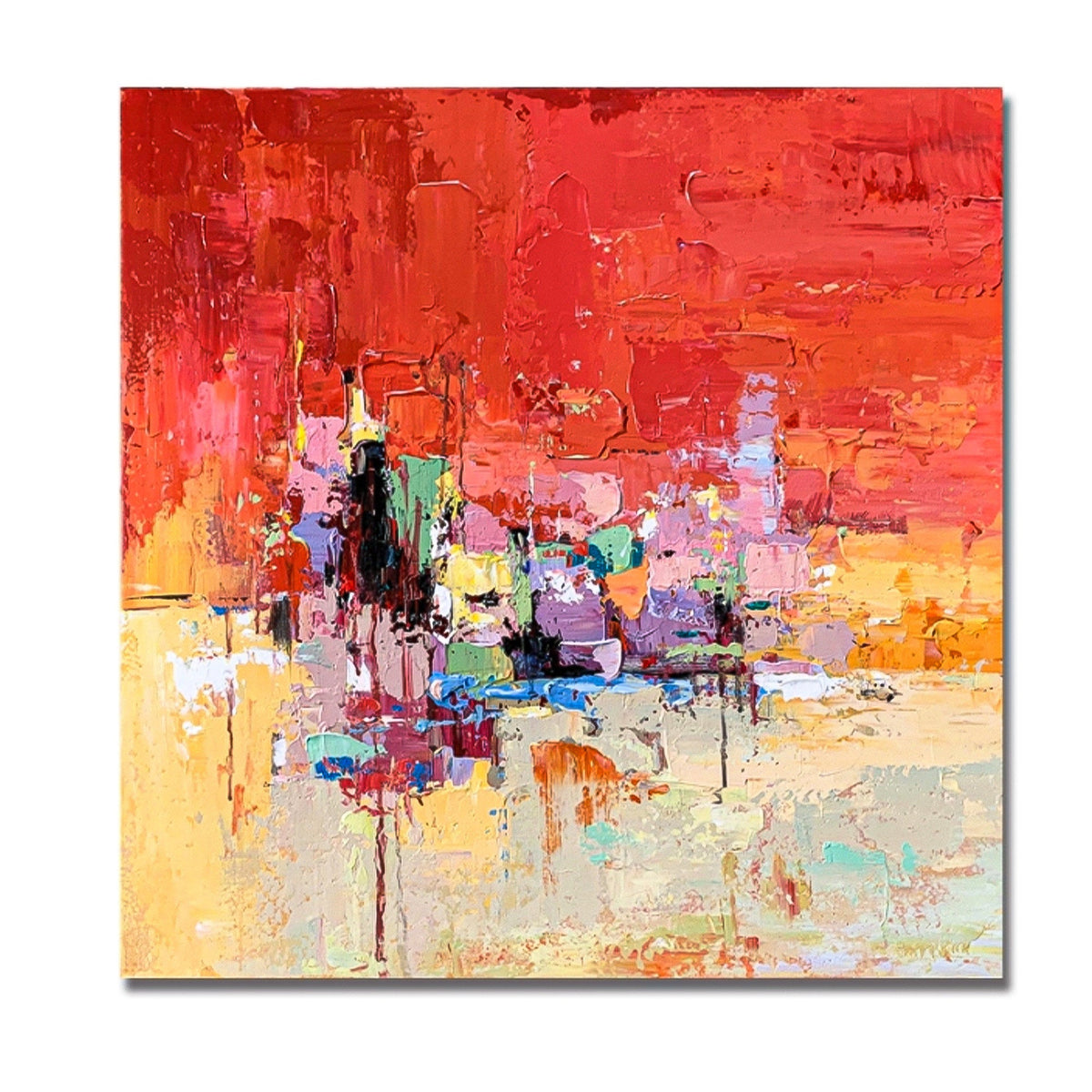 City Scape Painting Huge Abstract Art Palette Knife Canvas City Oil Painting Modern City Painting Urban Life Art