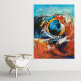 Ocean Lava Turmoil Color Splash Abstract Oil Painting, Heavy Texture