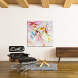 Hot Pink Wall Art Abstract Oil Painting Square