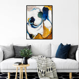 Abstract Water Art | Vertical White Blue Brown Oil Painting | Contemporary Art