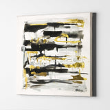 2 piece wall art abstract Square set of 2 black and gold abstract wall art | Oil paintings canvas wall art | heavy textured thick painting