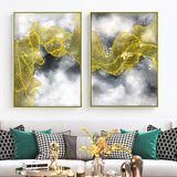 2 piece wall art abstract Gold Foil Wall Art Modern Abstract Oil Painting On Canvas Set of 2 Vertical