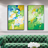 2 piece wall art gallery wall set greenery wall art Modern Abstract Oil Painting On Canvas Set of 2 Vertical designer wall art