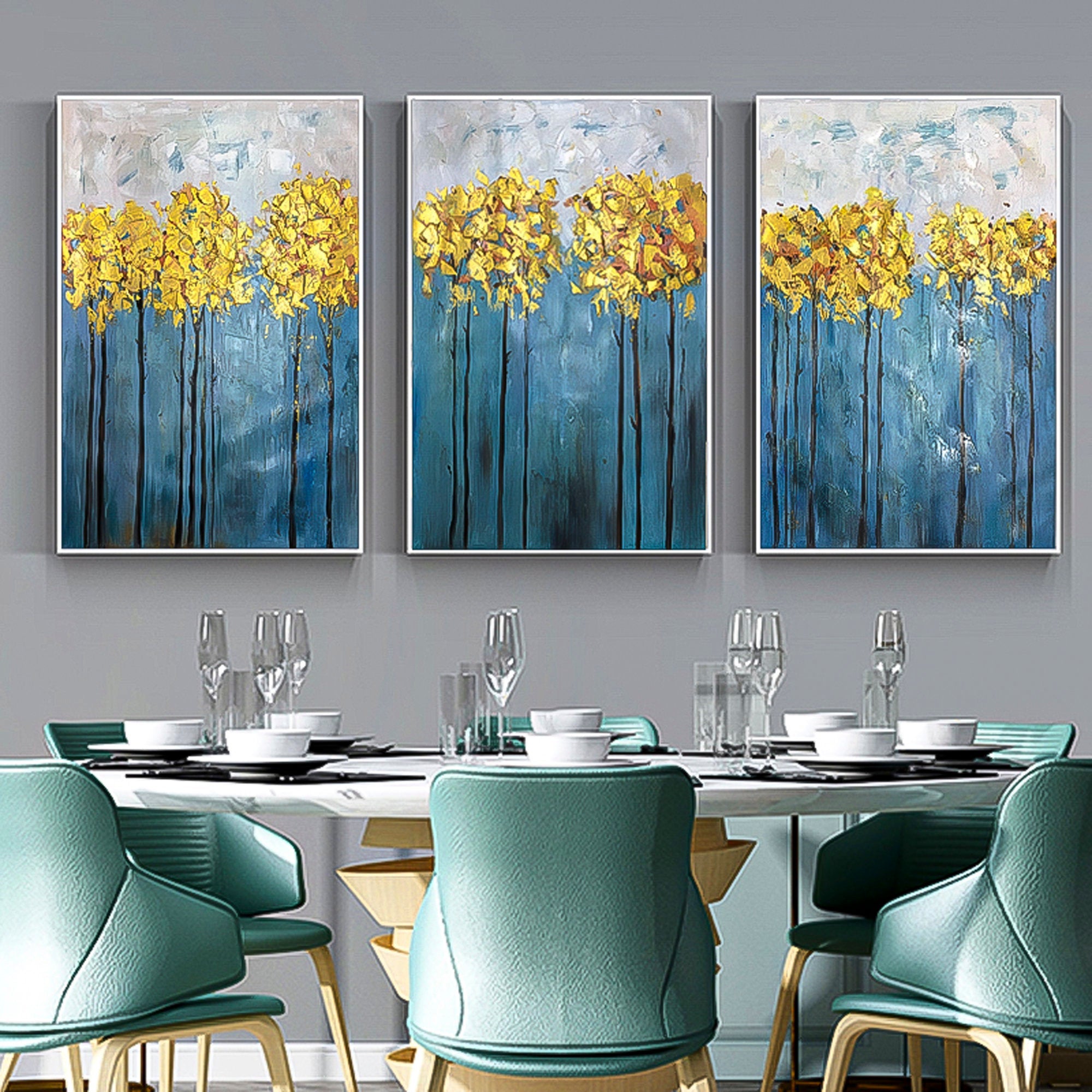 Abstract Floral Oil Painting Oil Paint Canvas Set of 3 Abstract Canvas Wall Art Wall Painting For Living Room minimalist triptych wall art