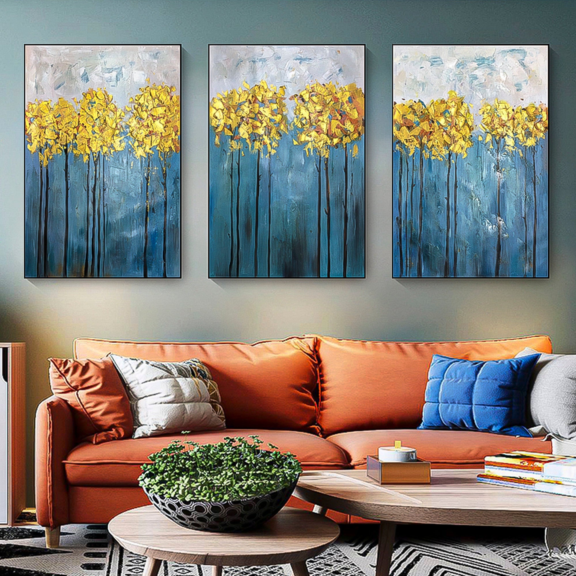 Abstract Floral Oil Painting Oil Paint Canvas Set of 3 Abstract Canvas Wall Art Wall Painting For Living Room minimalist triptych wall art