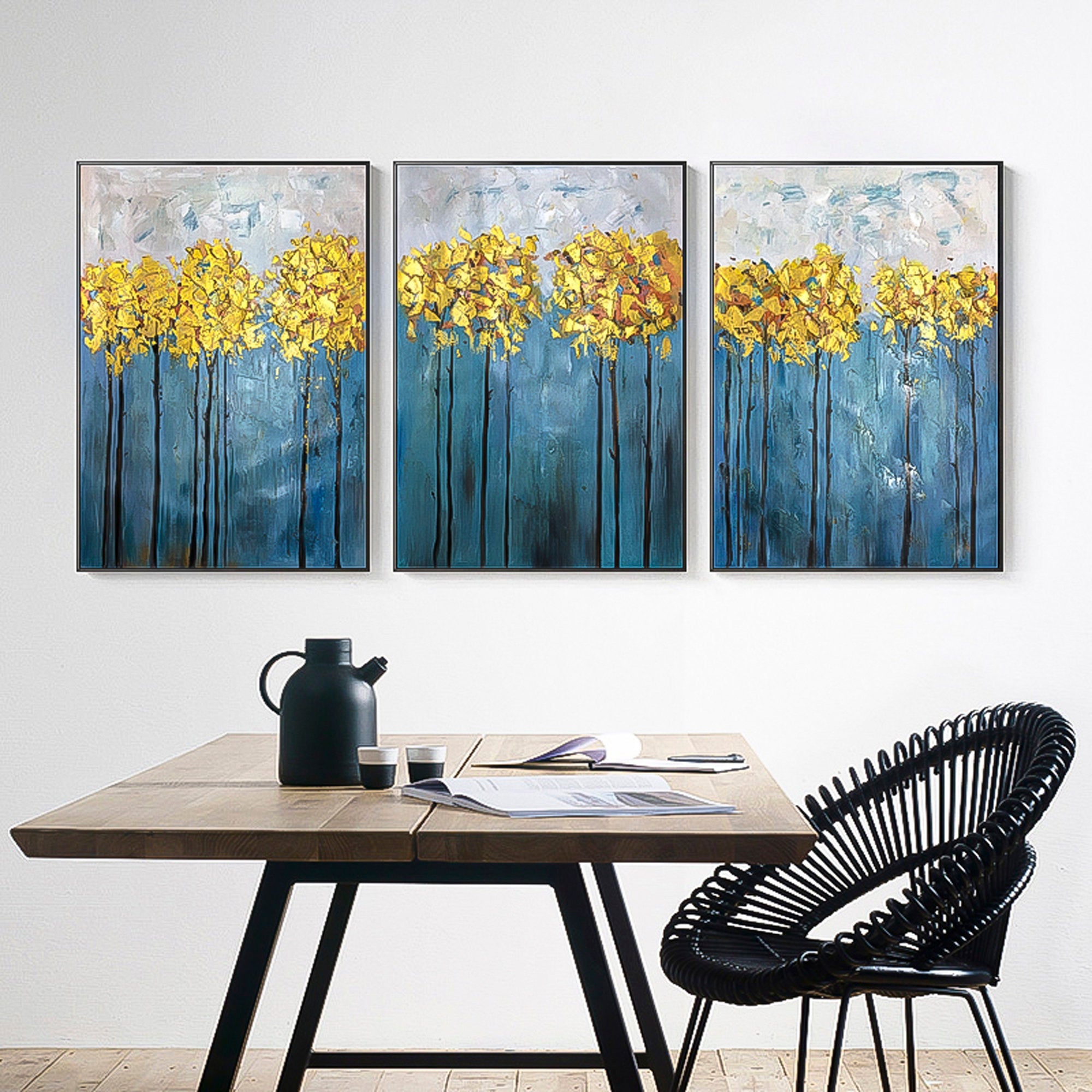 Abstract Floral Oil Painting Oil Paint Canvas Set of 3 Abstract Canvas Wall Art Wall Painting For Living Room minimalist triptych wall art