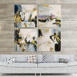 Marble Wall Art Square black and gold abstract wall art sets of 4 Paintings Original Large Artwork Wall Painting For Living Room