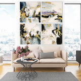 Marble Wall Art Square black and gold abstract wall art sets of 4 Paintings Original Large Artwork Wall Painting For Living Room