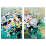 2 piece wall art gallery wall set Green succulent wall art floral oil painting Modern Abstract Oil Painting On Canvas Set of 2 Vertical