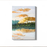 Sunset abstract vertical brown abstract landscape wall art gold oil painting