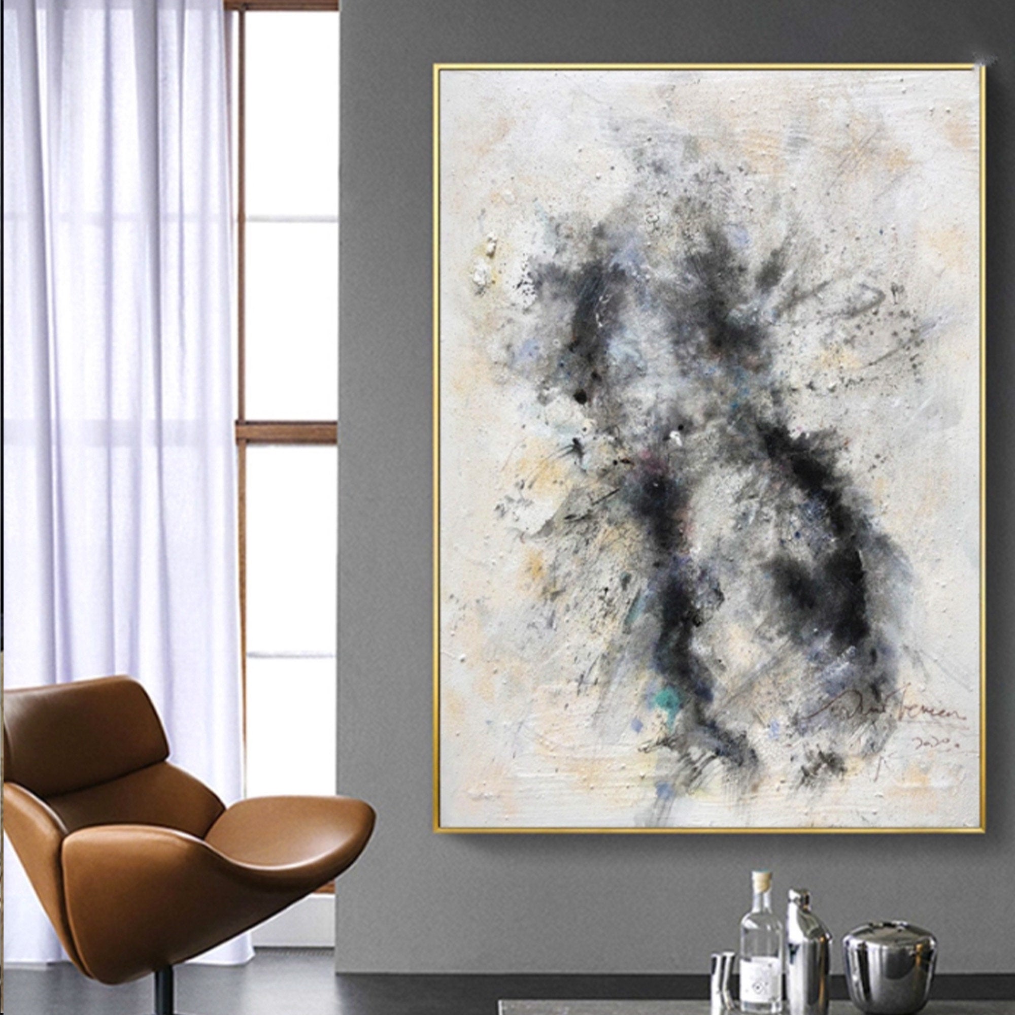 Black Brown White Black Mist Earth Tone Abstract Minimalist Art