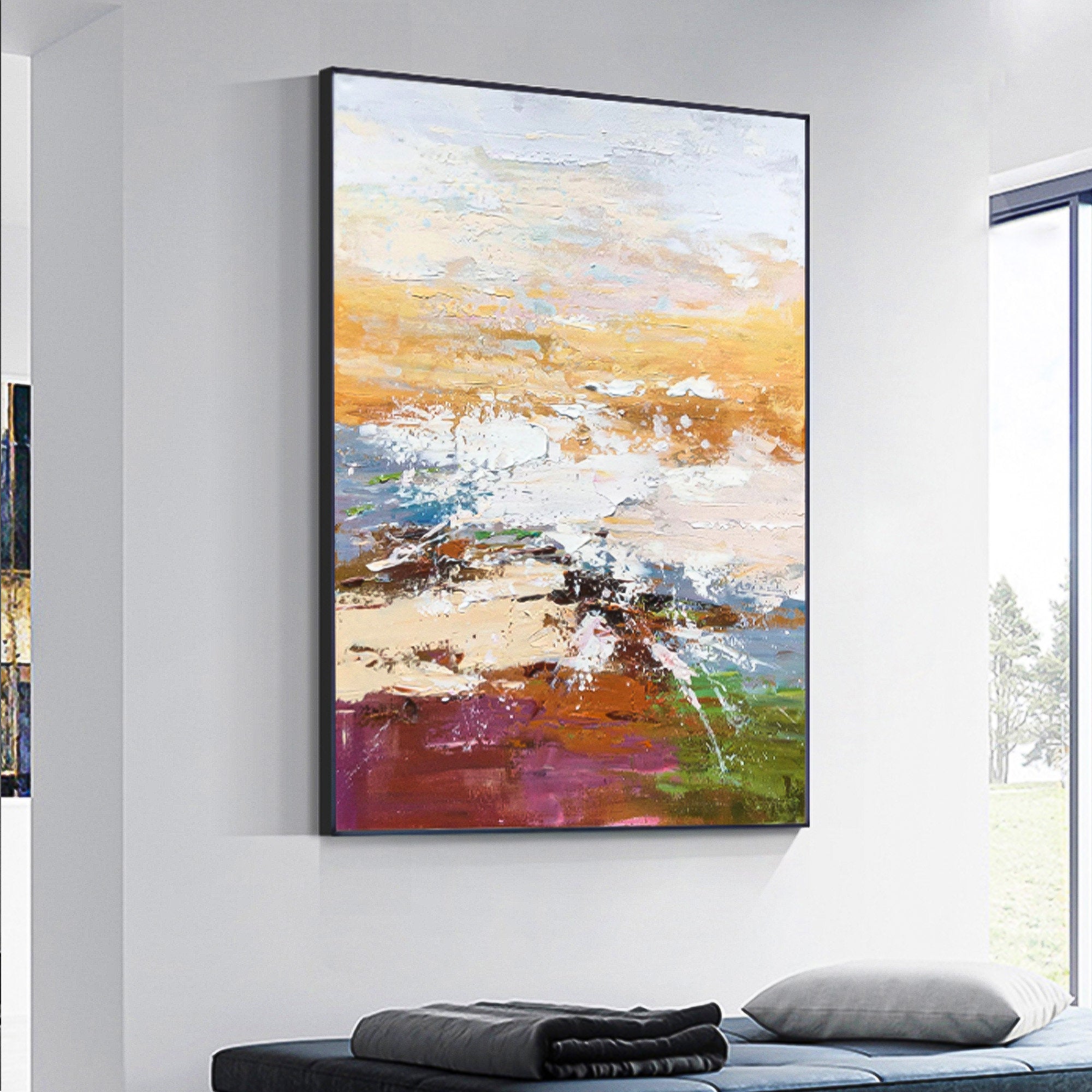 Sky Sunset Multicolor Abstract Oil Painting Colorful Wall Art