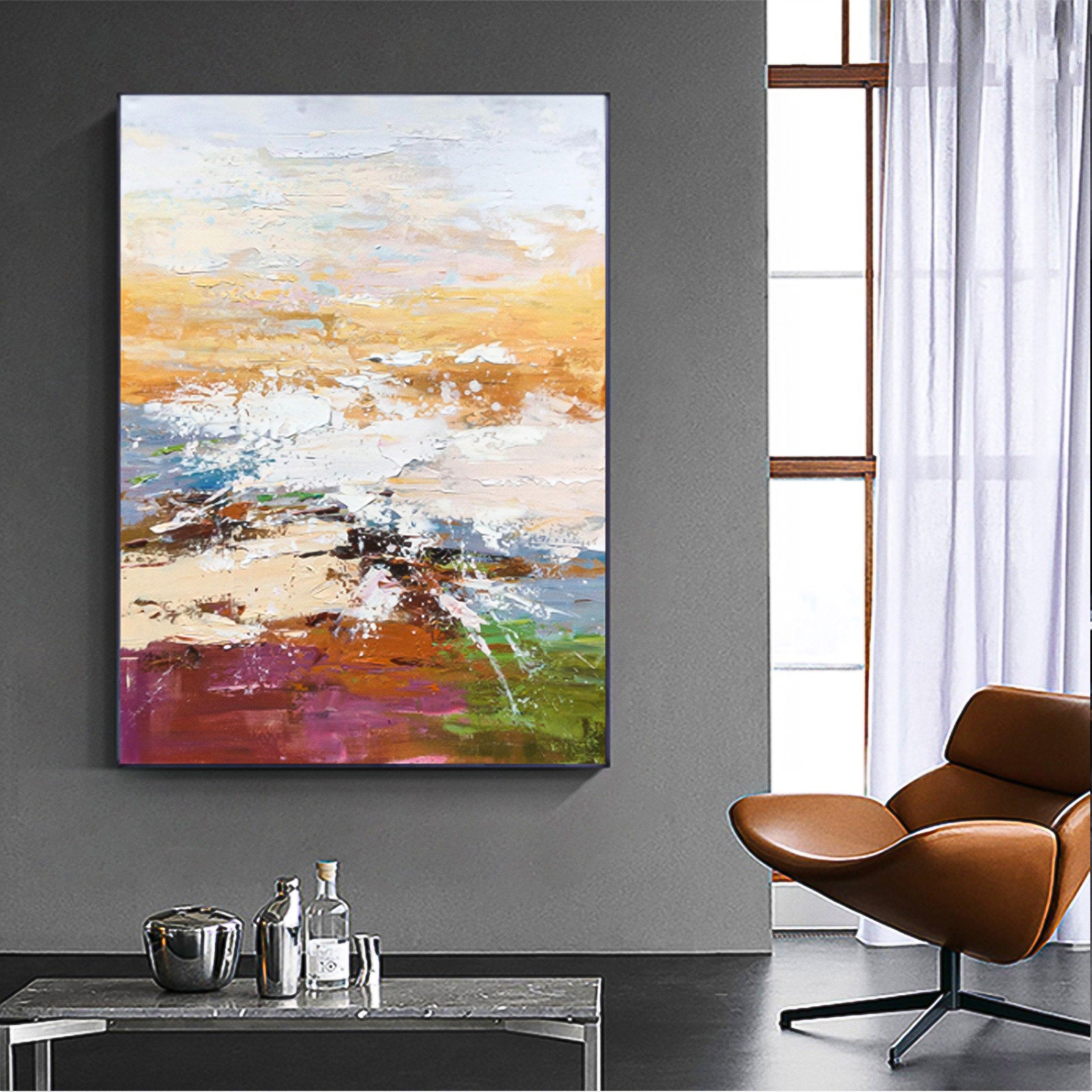 Sky Sunset Multicolor Abstract Oil Painting Colorful Wall Art