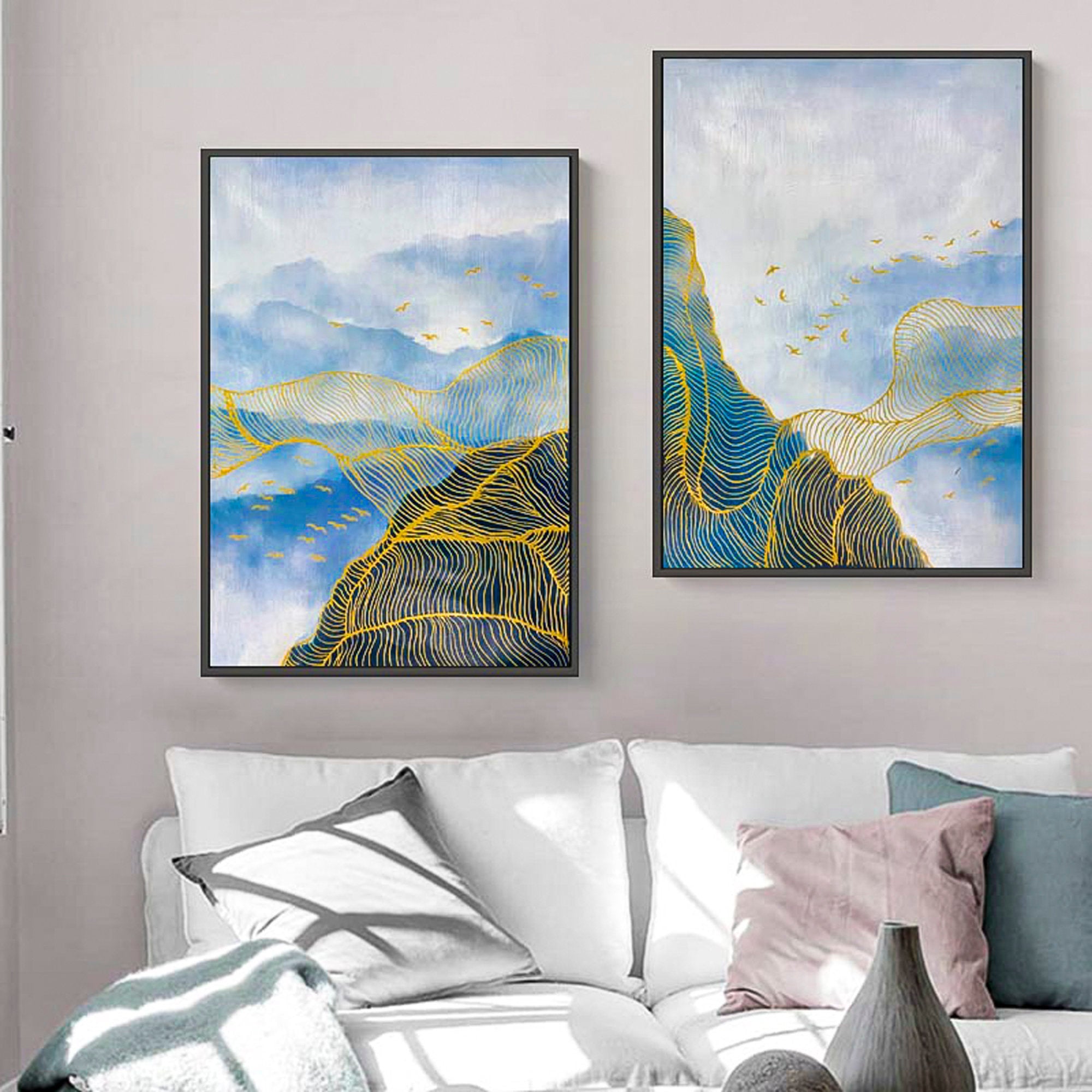 2 piece wall art gallery wall set smokey mountain wall art mountain wall art framed set of 2 vertical