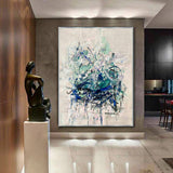 Abstract wall art neutral tones blue brush stroke art heavy textured impressionist wall art