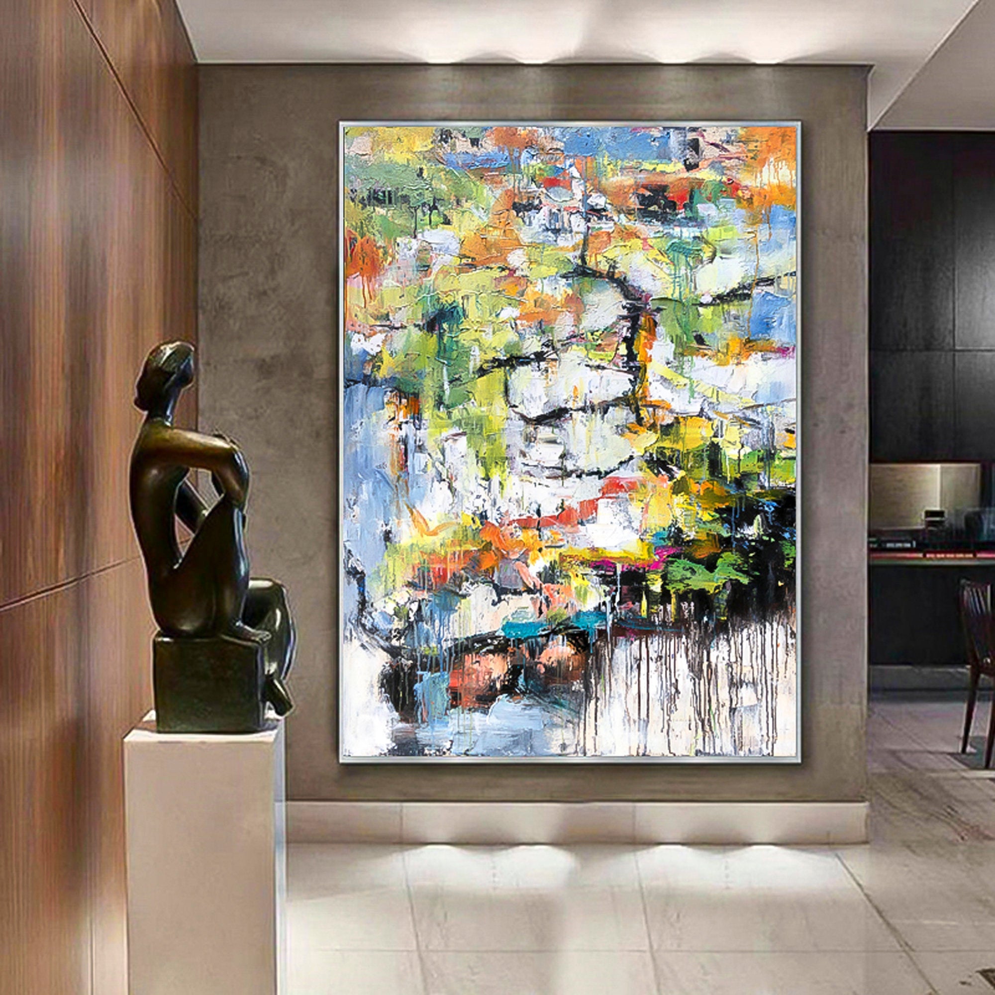 Stunning Multicolor Abstract vertical brush stroke art vertical