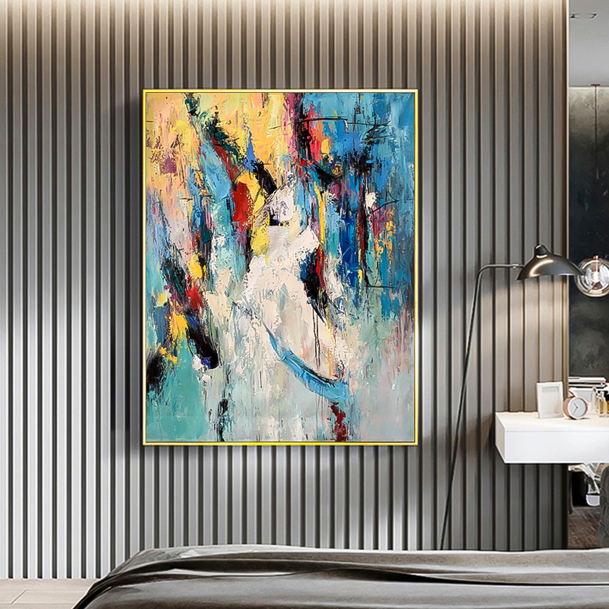 Pop art style Multicolor Abstract vertical brush stroke art vertical