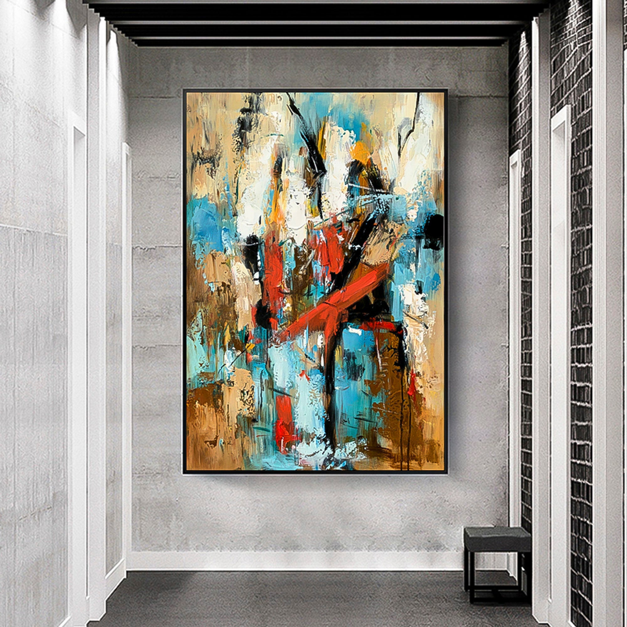 Expression Art Multicolor Abstract vertical brush stroke art vertical