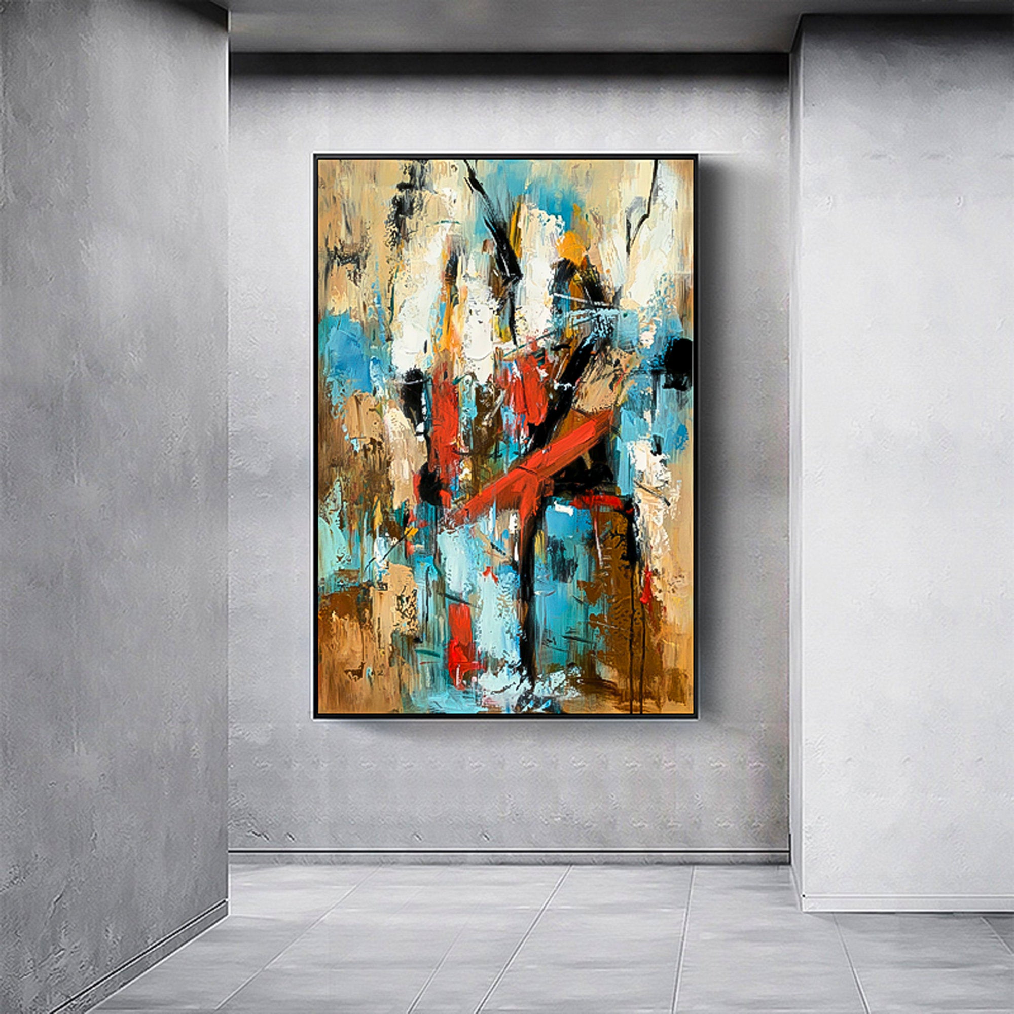 Expression Art Multicolor Abstract vertical brush stroke art vertical