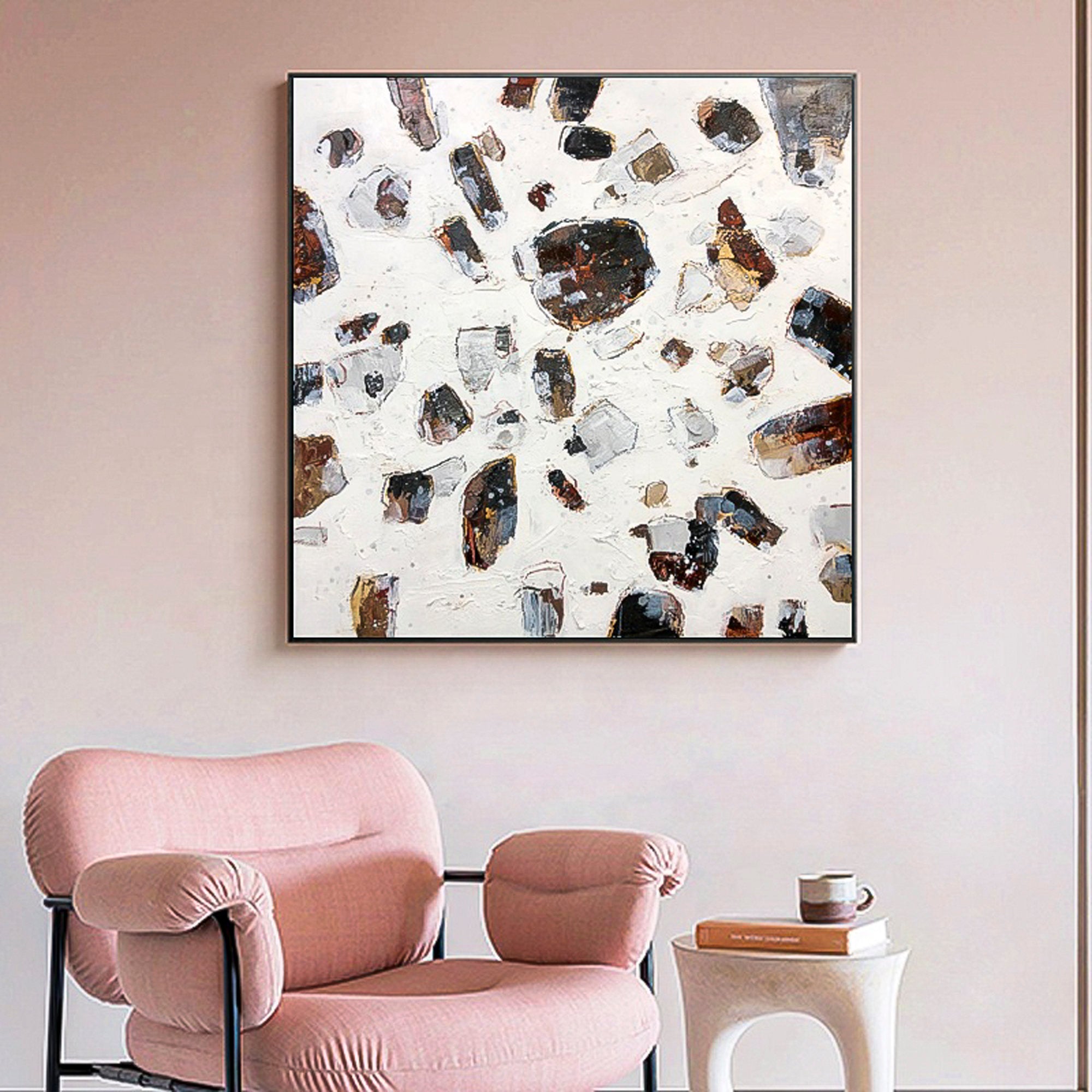 Abstract rock painting ideas Palette Knife heavy textured square huge wall art