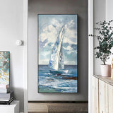 Sailboat Painting 2 piece wall art gallery wall set Original Modern Abstract Oil Painting On Canvas Set of 2 Vertical designer wall art