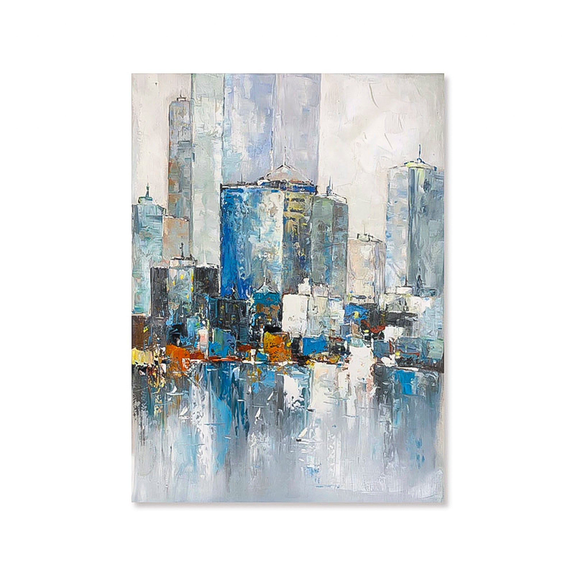 2 piece wall art gallery wall set City oil painting Large City Painting On Canvas Set of 2 Vertical