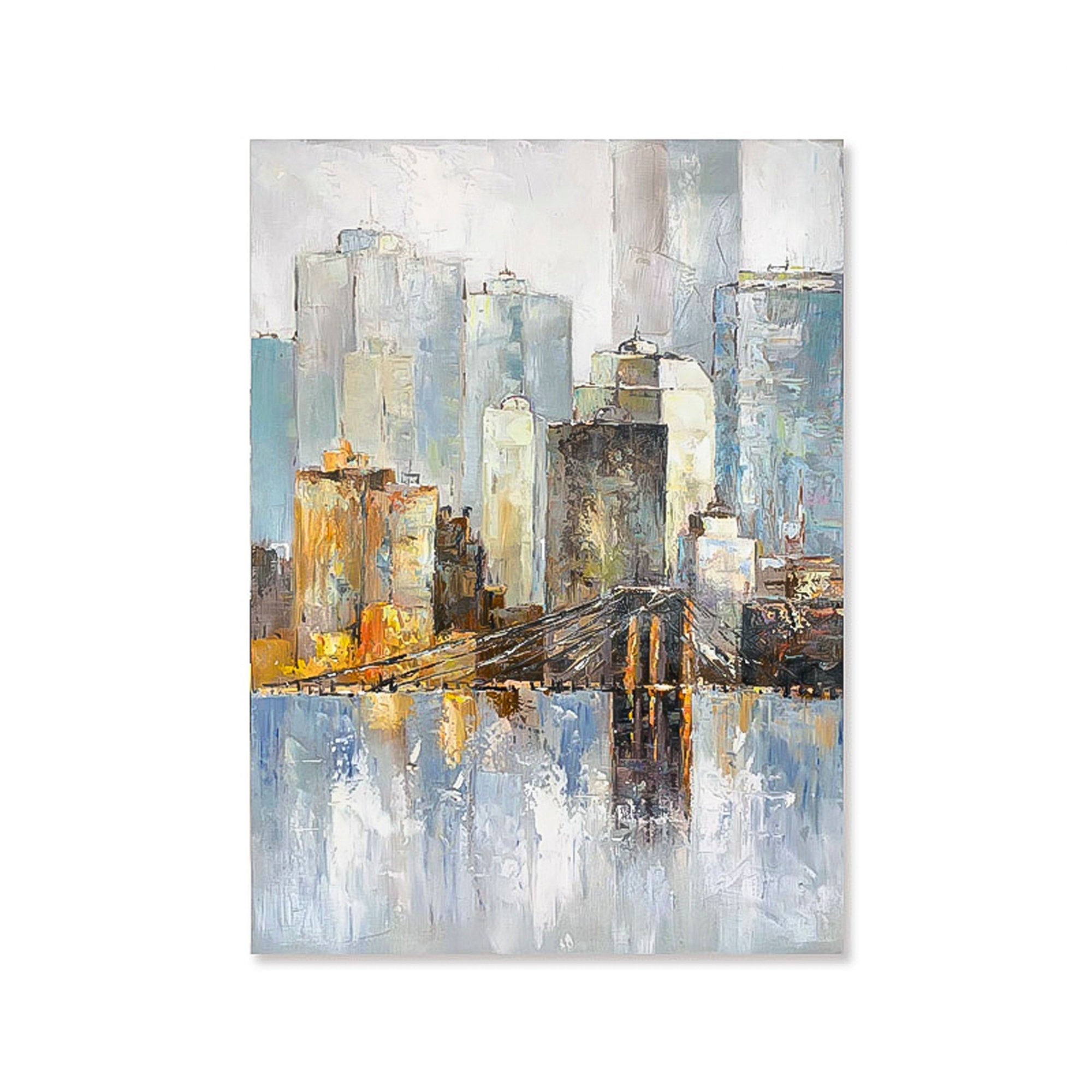 2 piece wall art gallery wall set City oil painting Large City Painting On Canvas Set of 2 Vertical