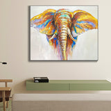 Elephant painting Heavy textured palette knife oil painting canvas wall art living room interior, room decor