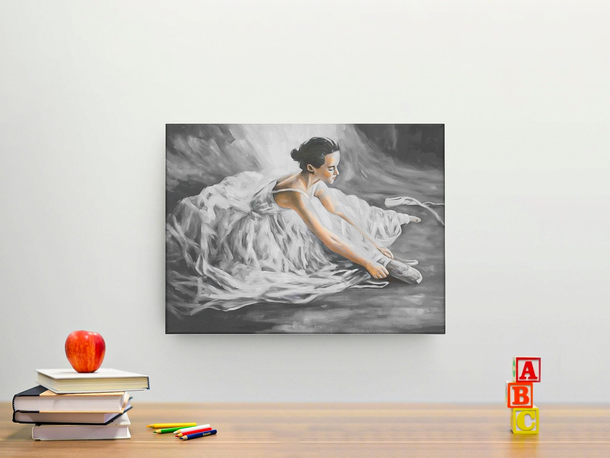 Ballerina wall art oil painting figure of a ballerina oil painting on canvas Horizontal