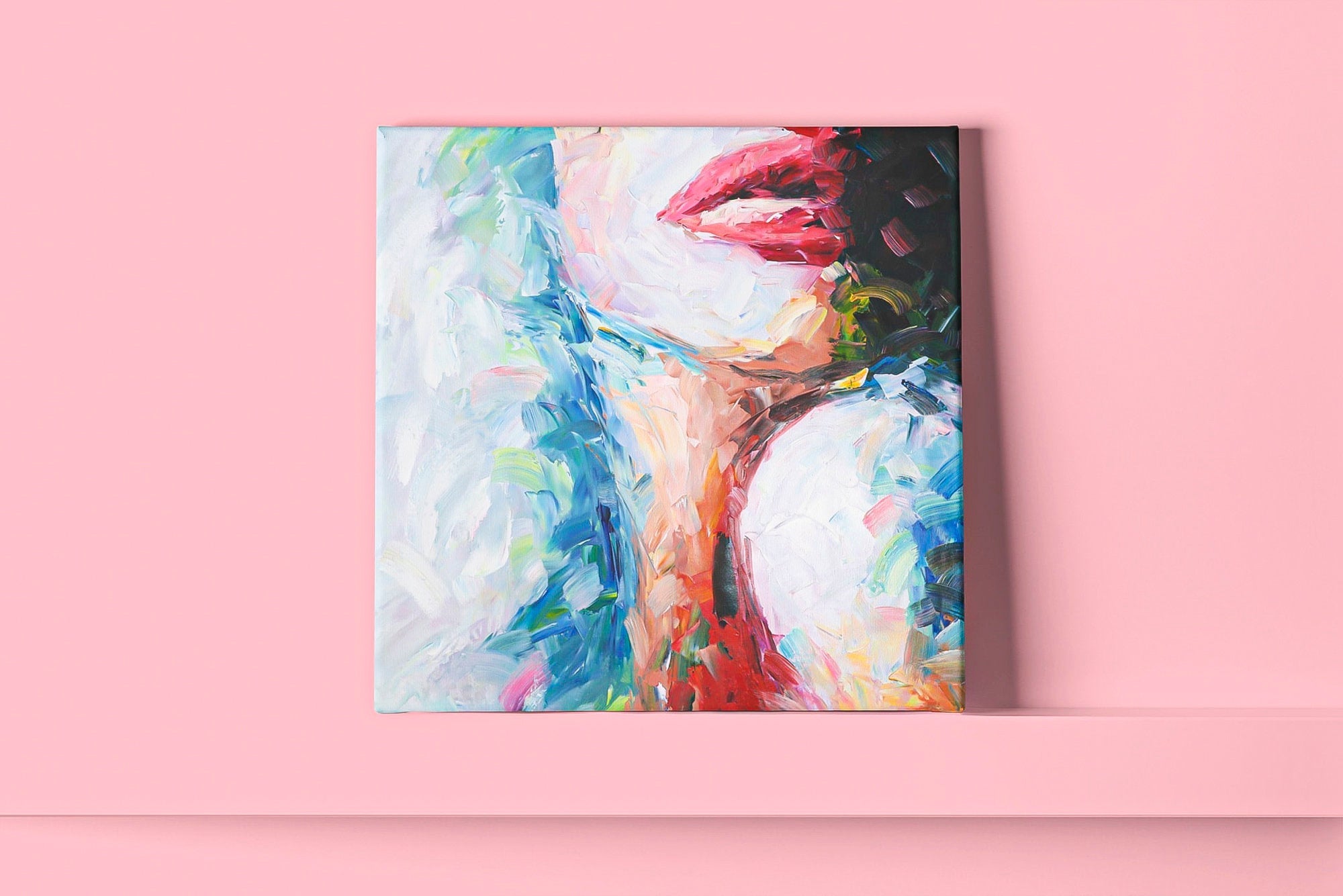 Female Abstract figure wall art brush stroke art woman handmade oil painting square heavy textured palette knife impressionist huge wall art