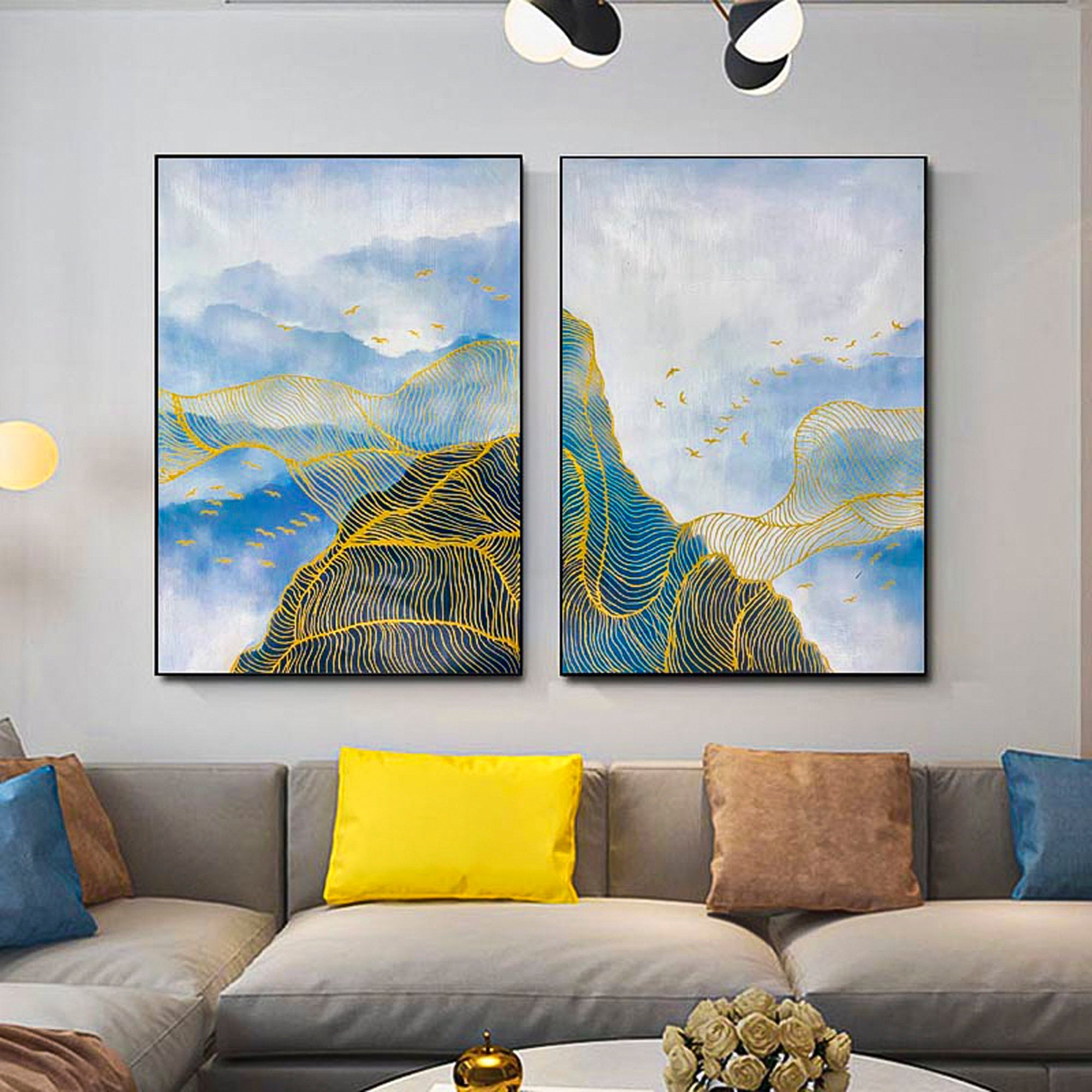 2 piece wall art gallery wall set smokey mountain wall art mountain wall art framed set of 2 vertical