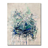 Abstract wall art neutral tones blue brush stroke art heavy textured impressionist wall art