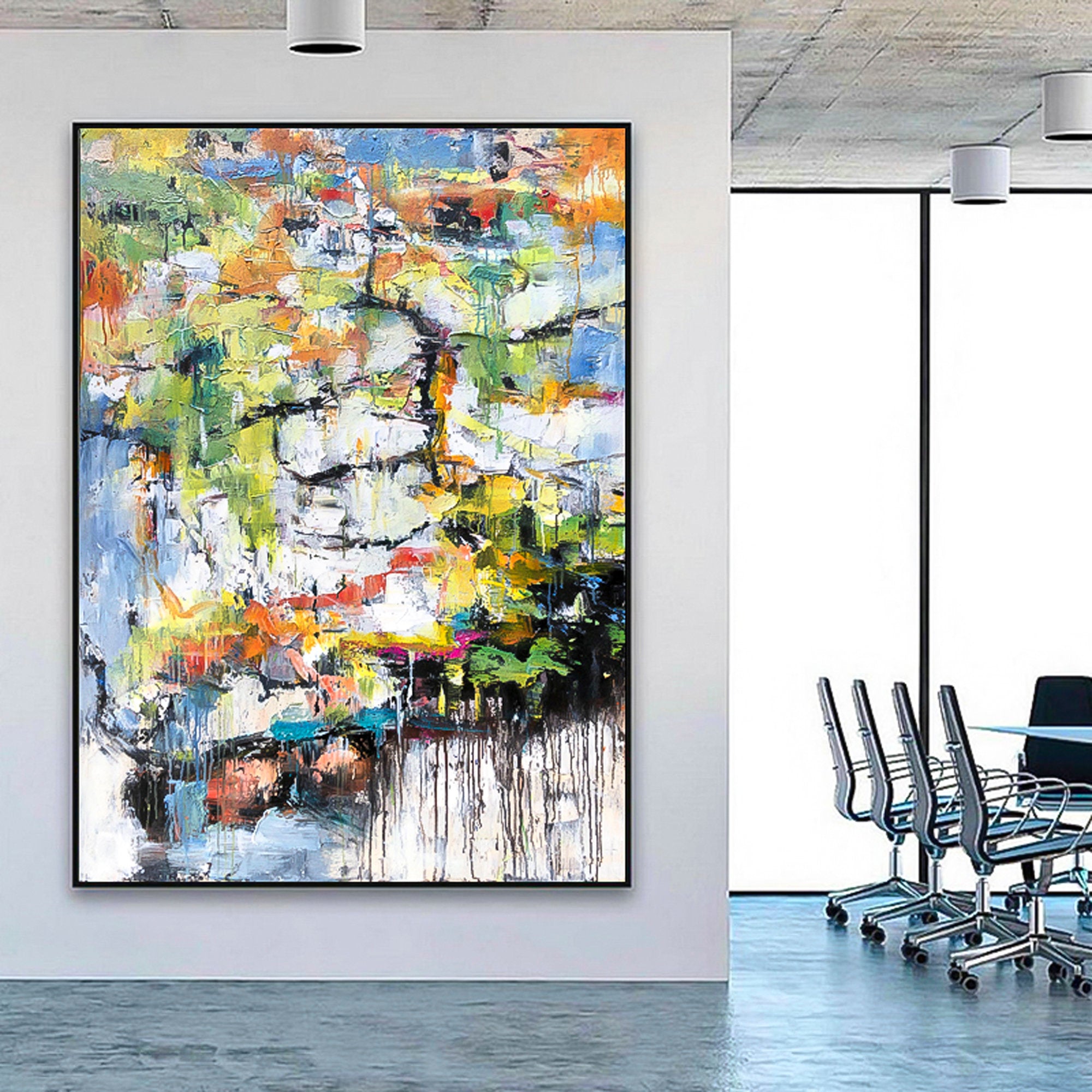 Stunning Multicolor Abstract vertical brush stroke art vertical