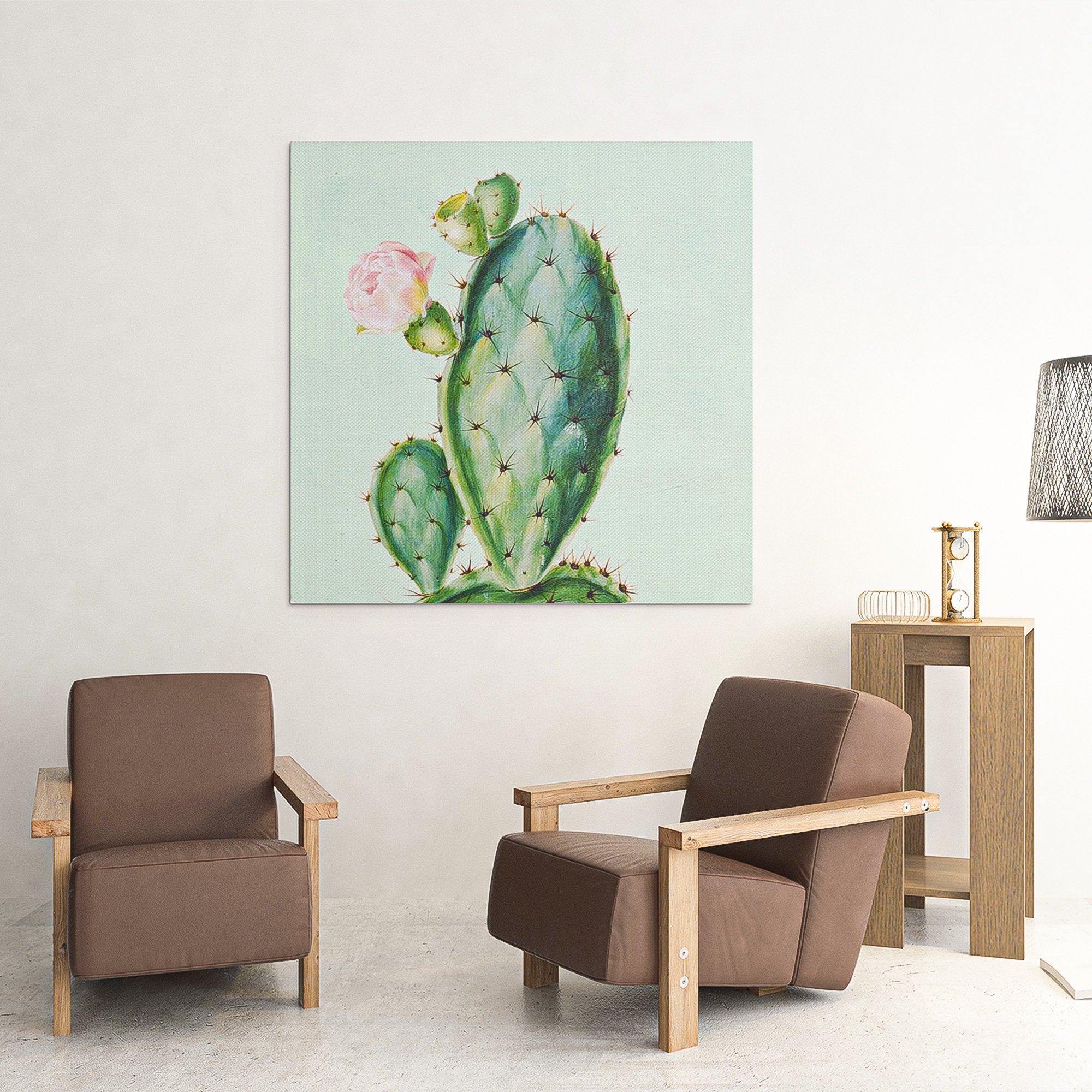 Cactus painting original, cactus painting, 100% handmade botanical oil painting square home decor wall art