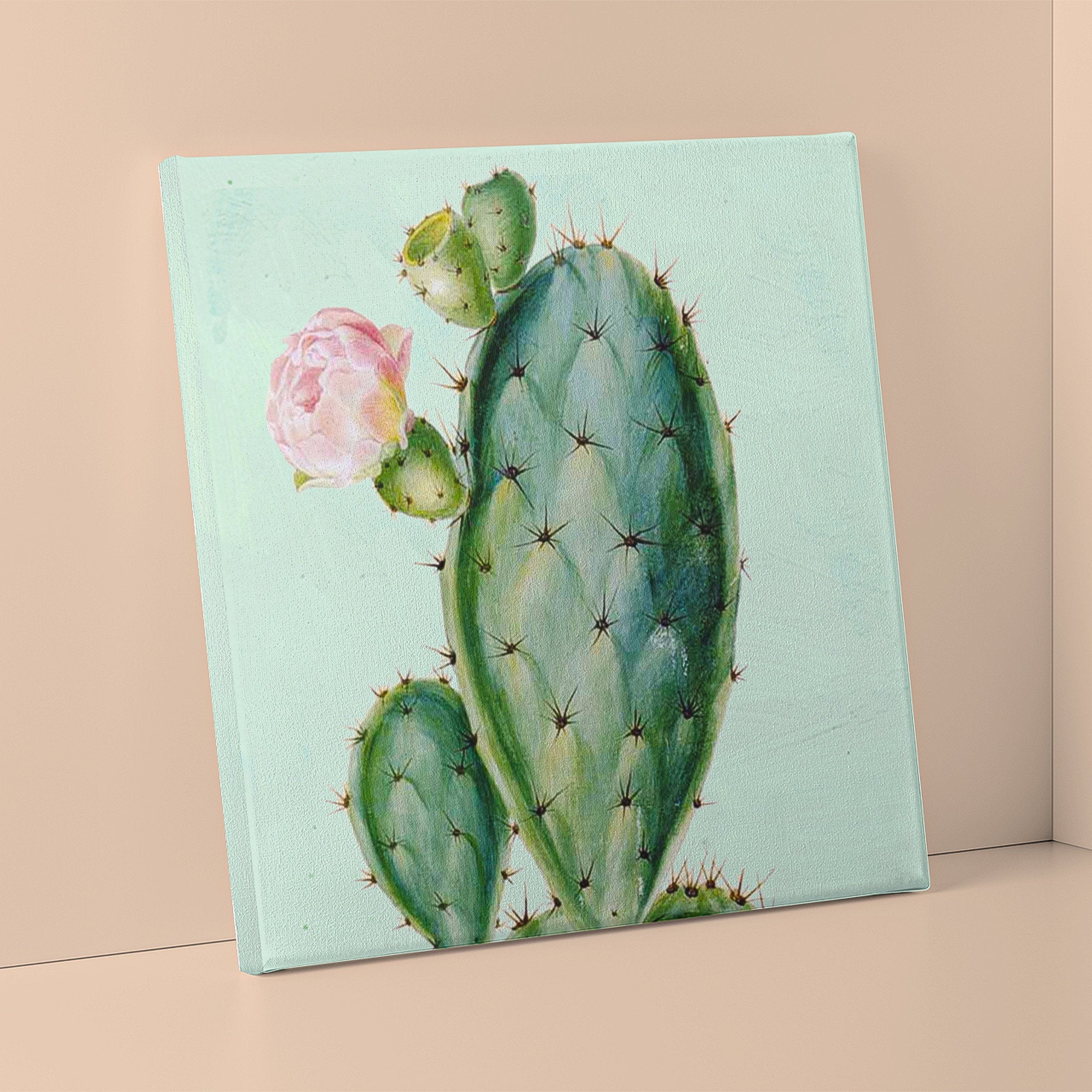 Cactus painting original, cactus painting, 100% handmade botanical oil painting square home decor wall art