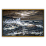 Strong waves Ocean Oil Painting Abstract Wall Art therapy Horizontal