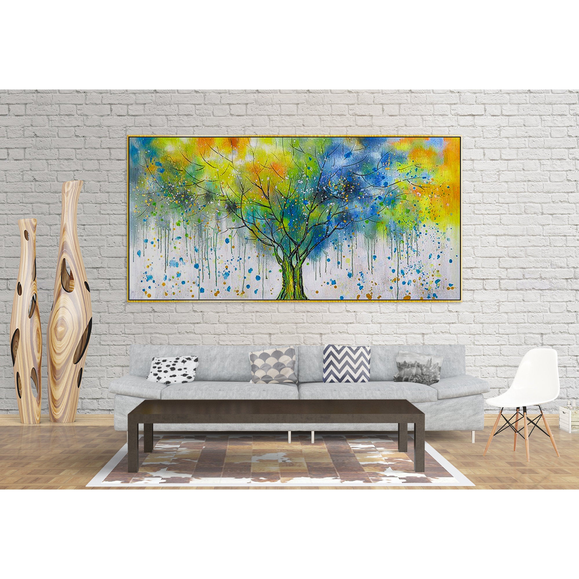 Pop art family tree art Extra Large Abstract Oil Paintings On Canvas Fine Art Contemporary Painting Panoramic wall art