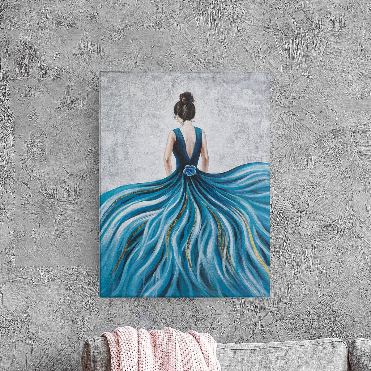 Ballerina wall art, female with elegant dress wall art, Abstract Woman Art, modern abstract home decor heavy textured