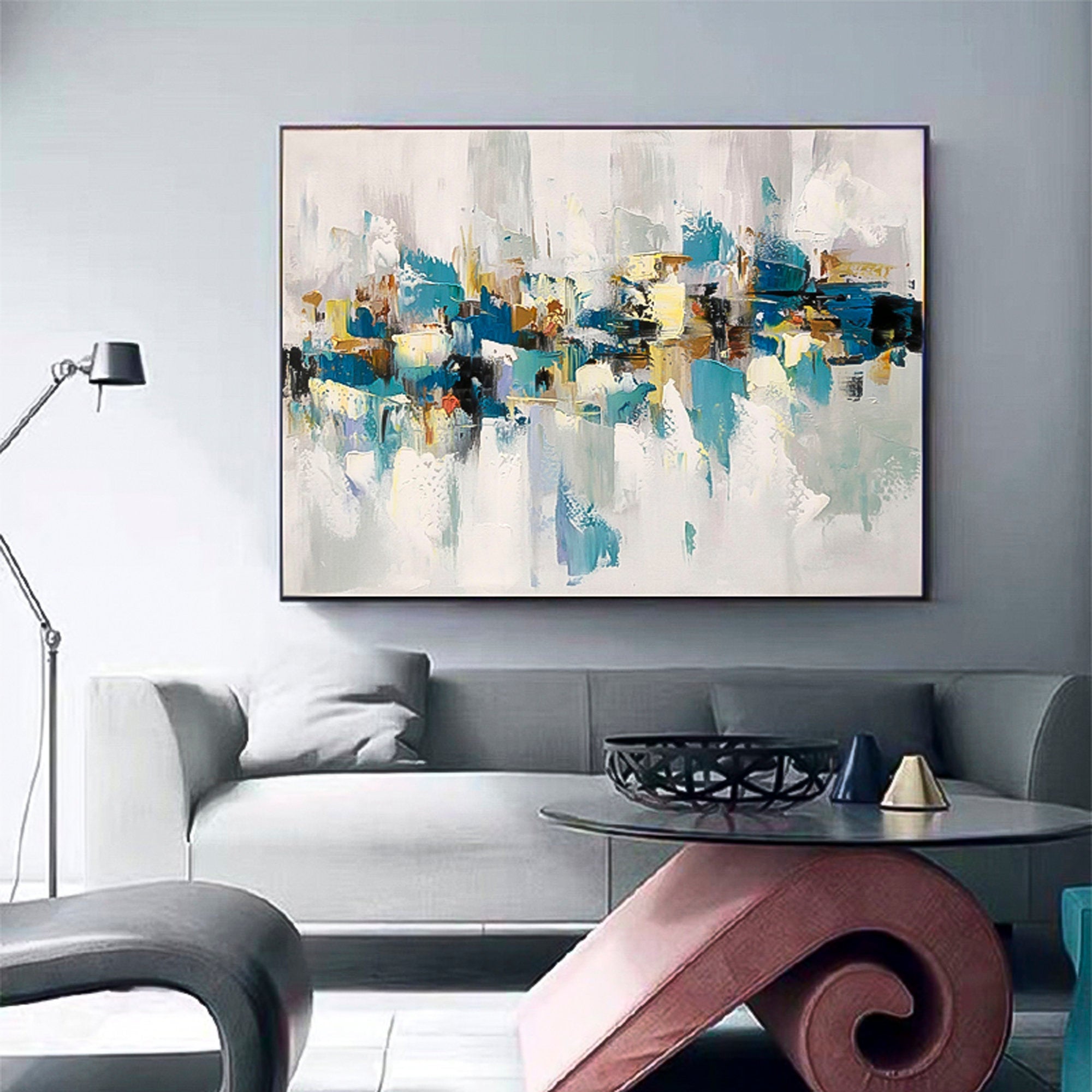 Creative Abstract Huge wall art Oil Painting Abstract brush stroke art Wall Art therapy Horizontal